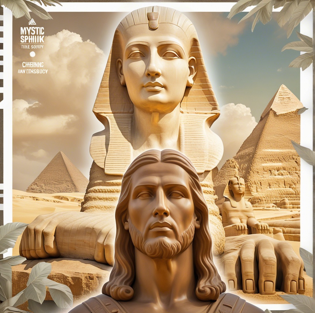 Ancient Egyptian Symbols in Desert Scene Collage