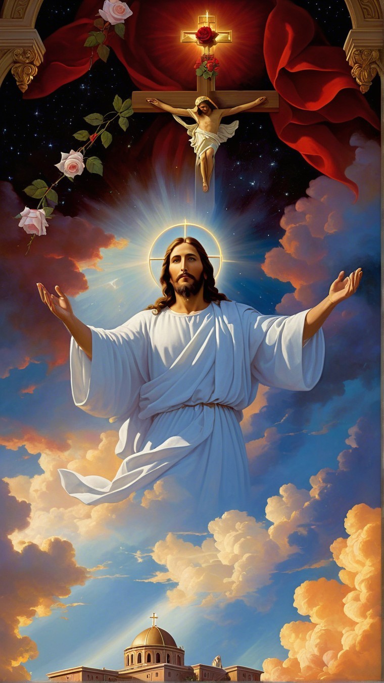 Divine Scene with Jesus Christ Surrounded by Clouds