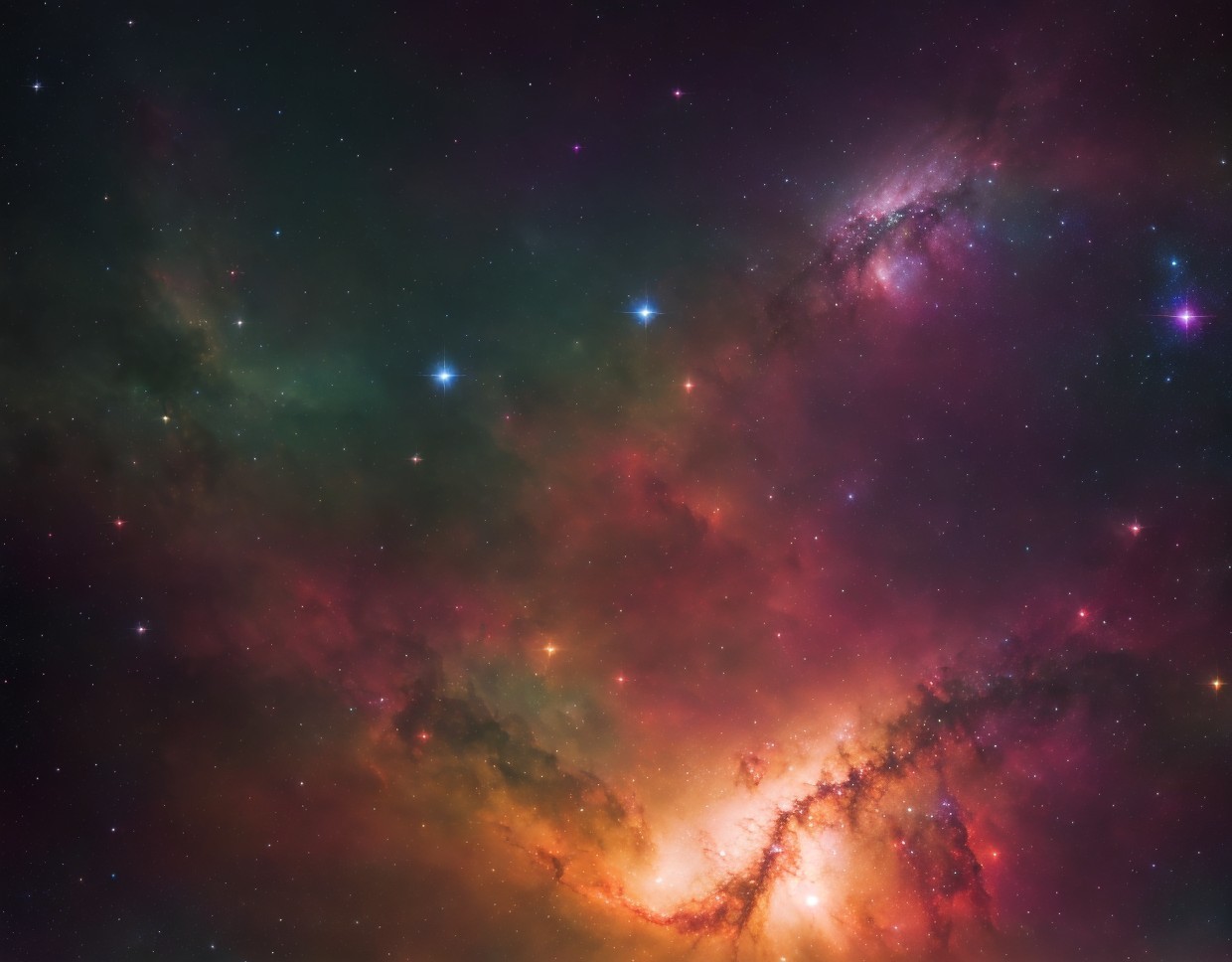 Vibrant Cosmic Tapestry in Deep Space View