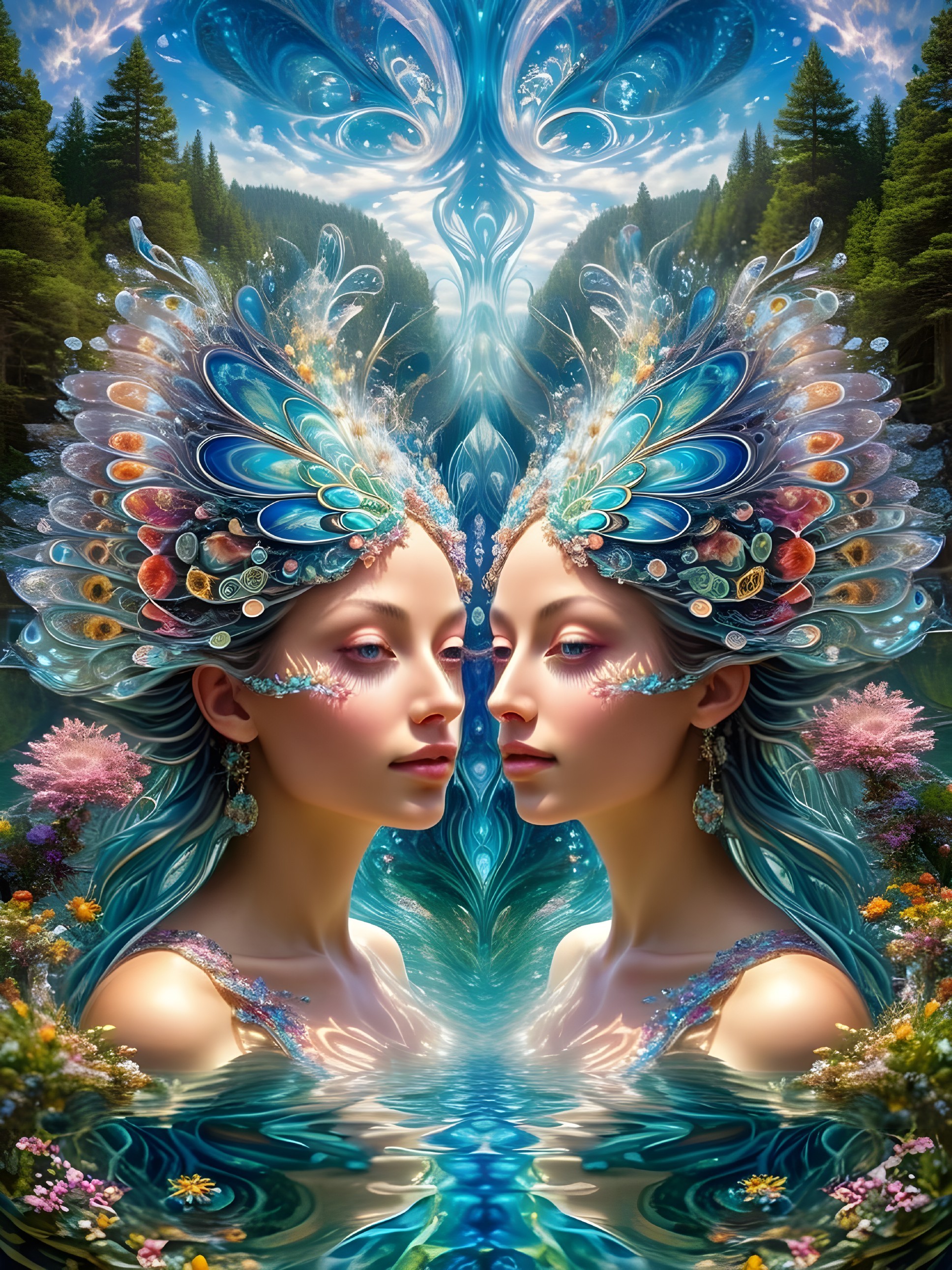 Ethereal Figures in a Serene, Mystical Landscape