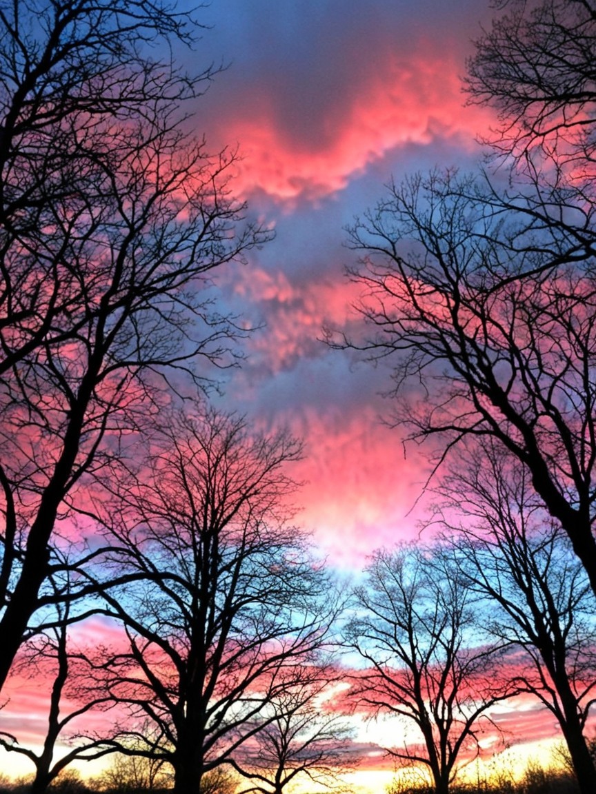 Vibrant Sunset with Pink and Purple Sky Colors