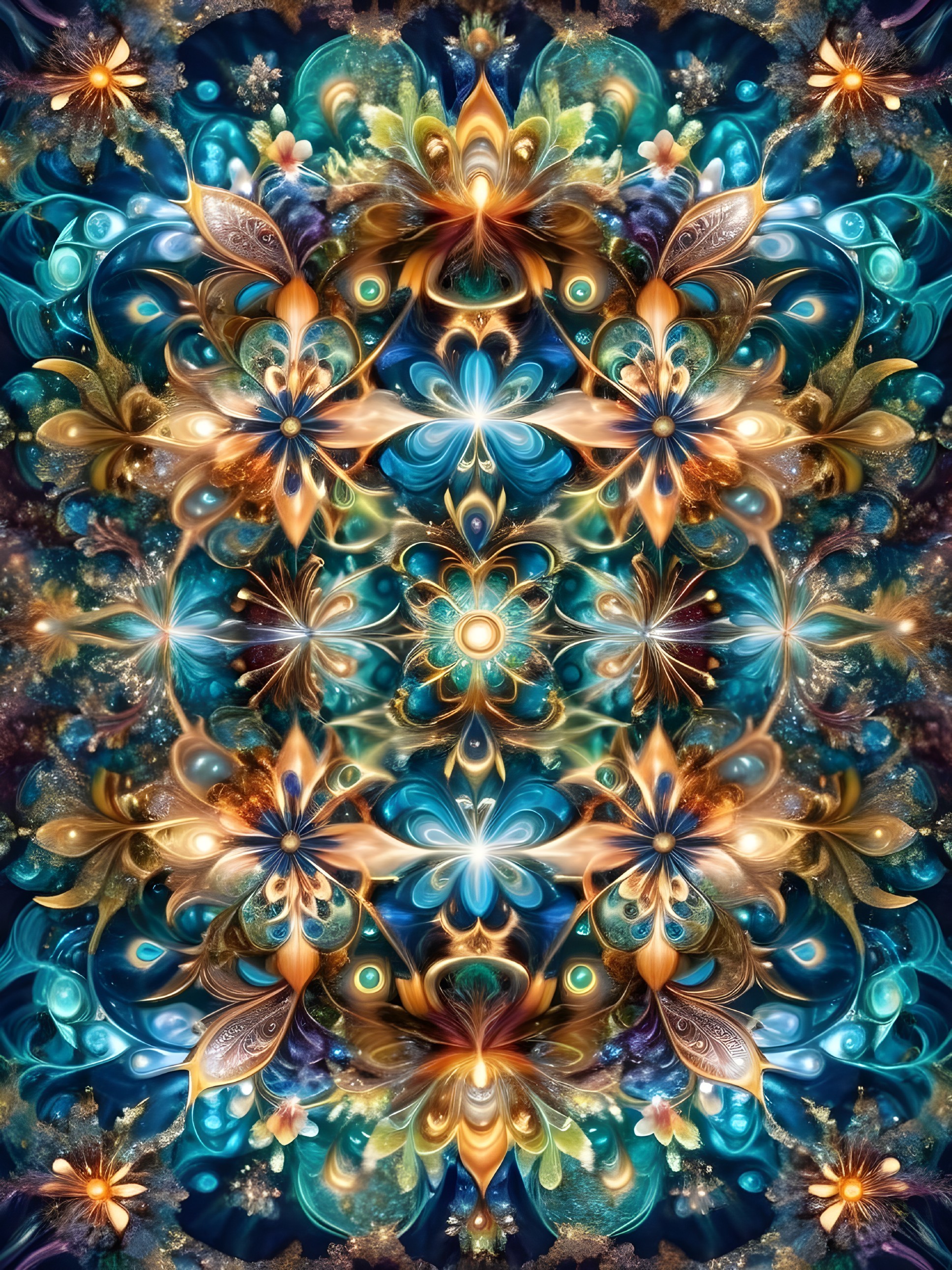 Vibrant Kaleidoscope Design with Floral Patterns