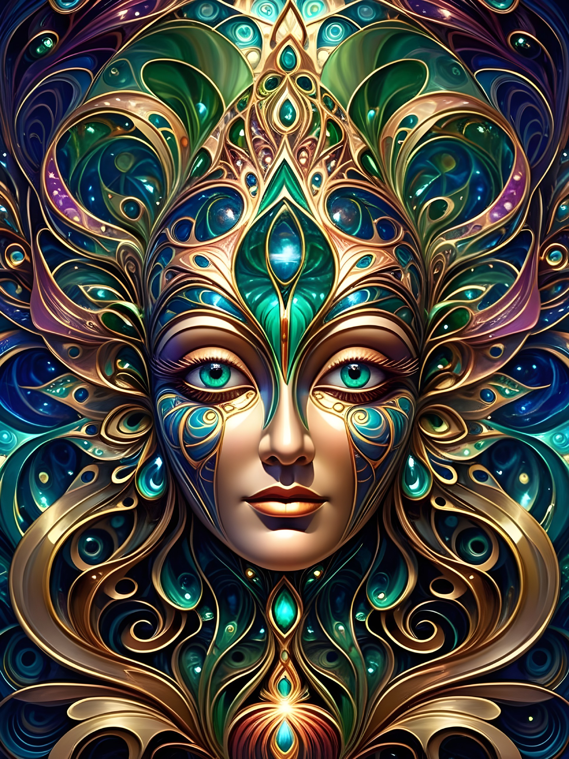 Intricately Designed Face with Vibrant Patterns