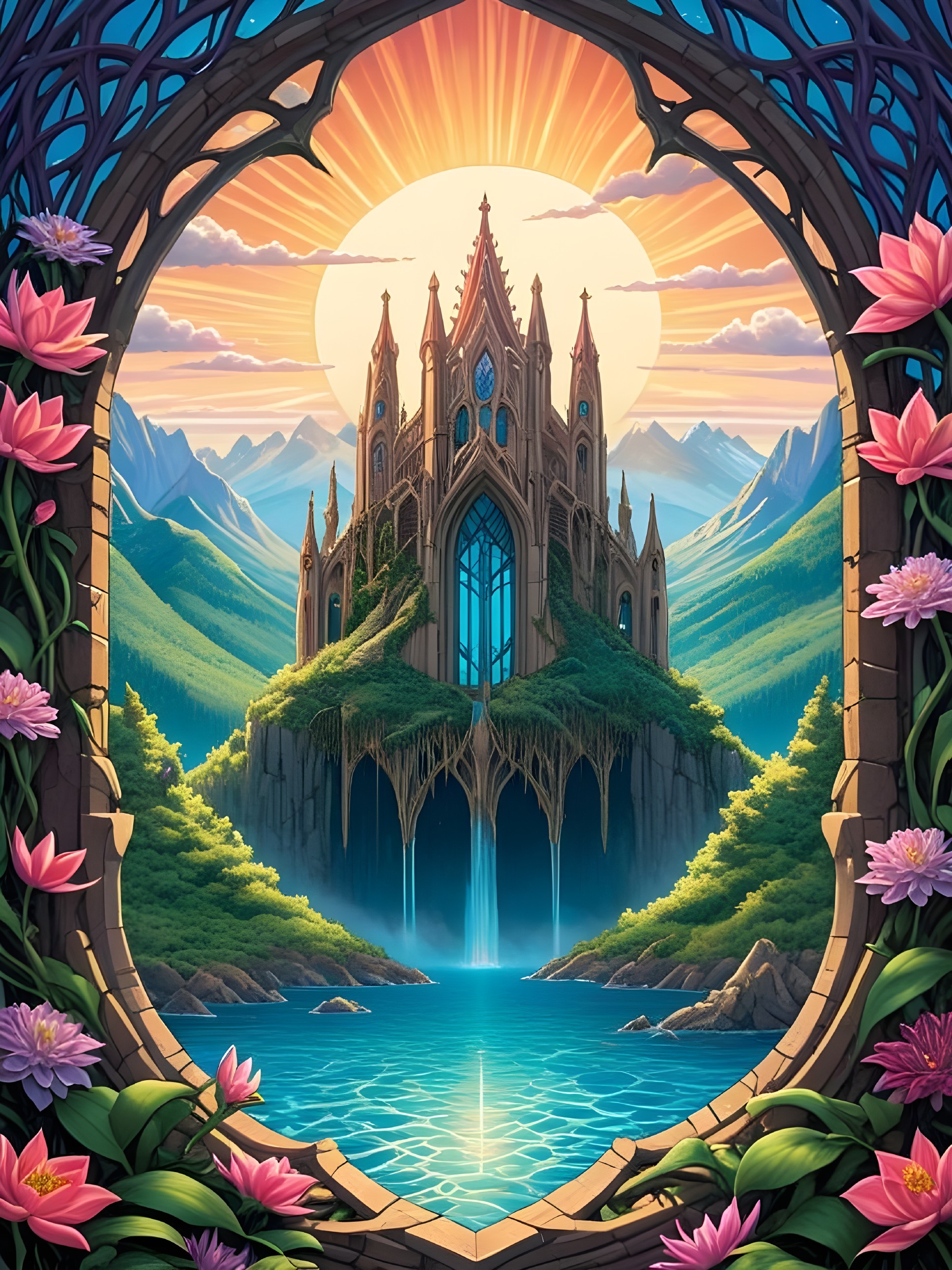 Castle on Rocky Outcrop Surrounded by Nature's Beauty