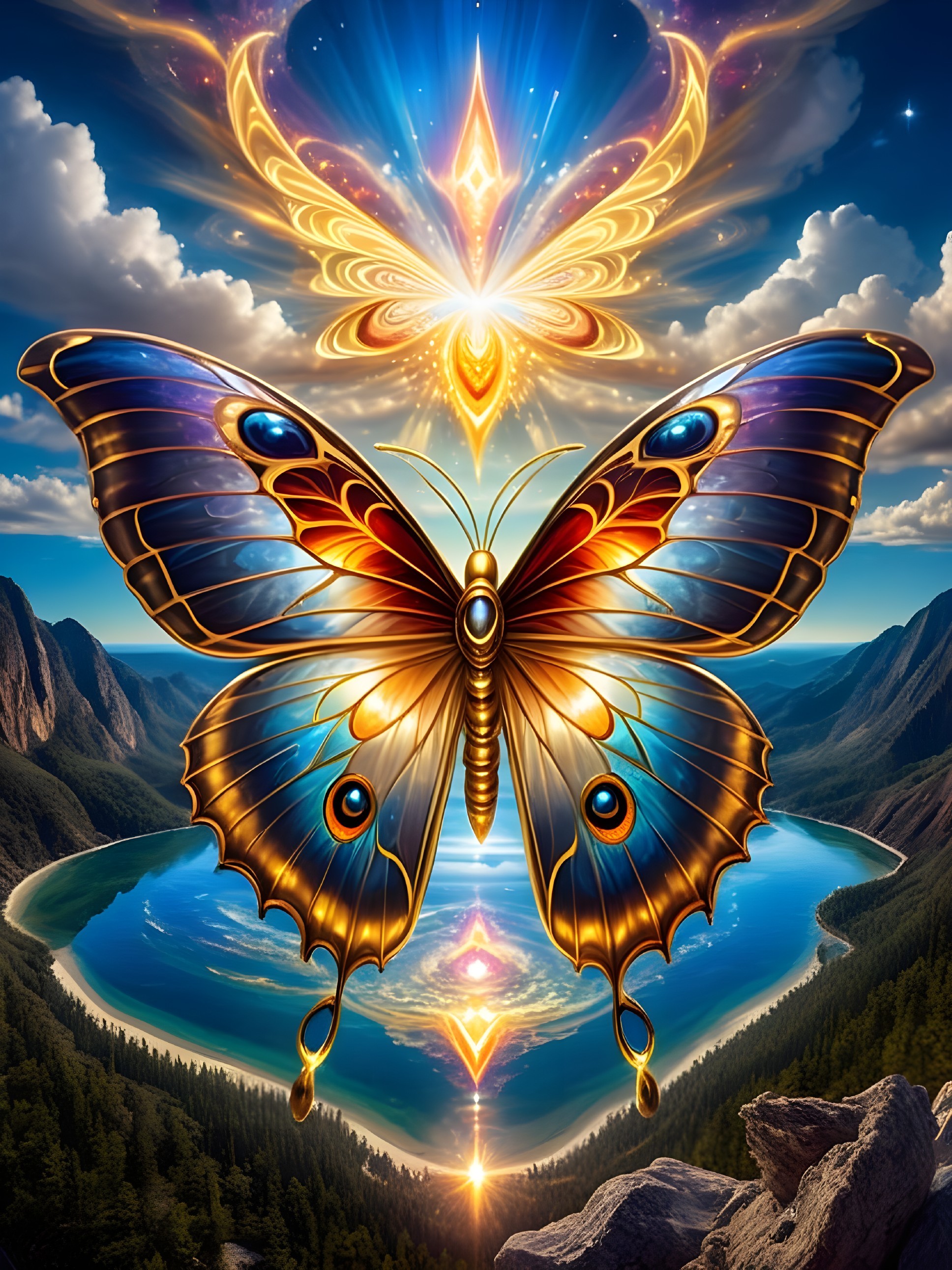 Colorful Butterfly in Enchanting Landscape Setting