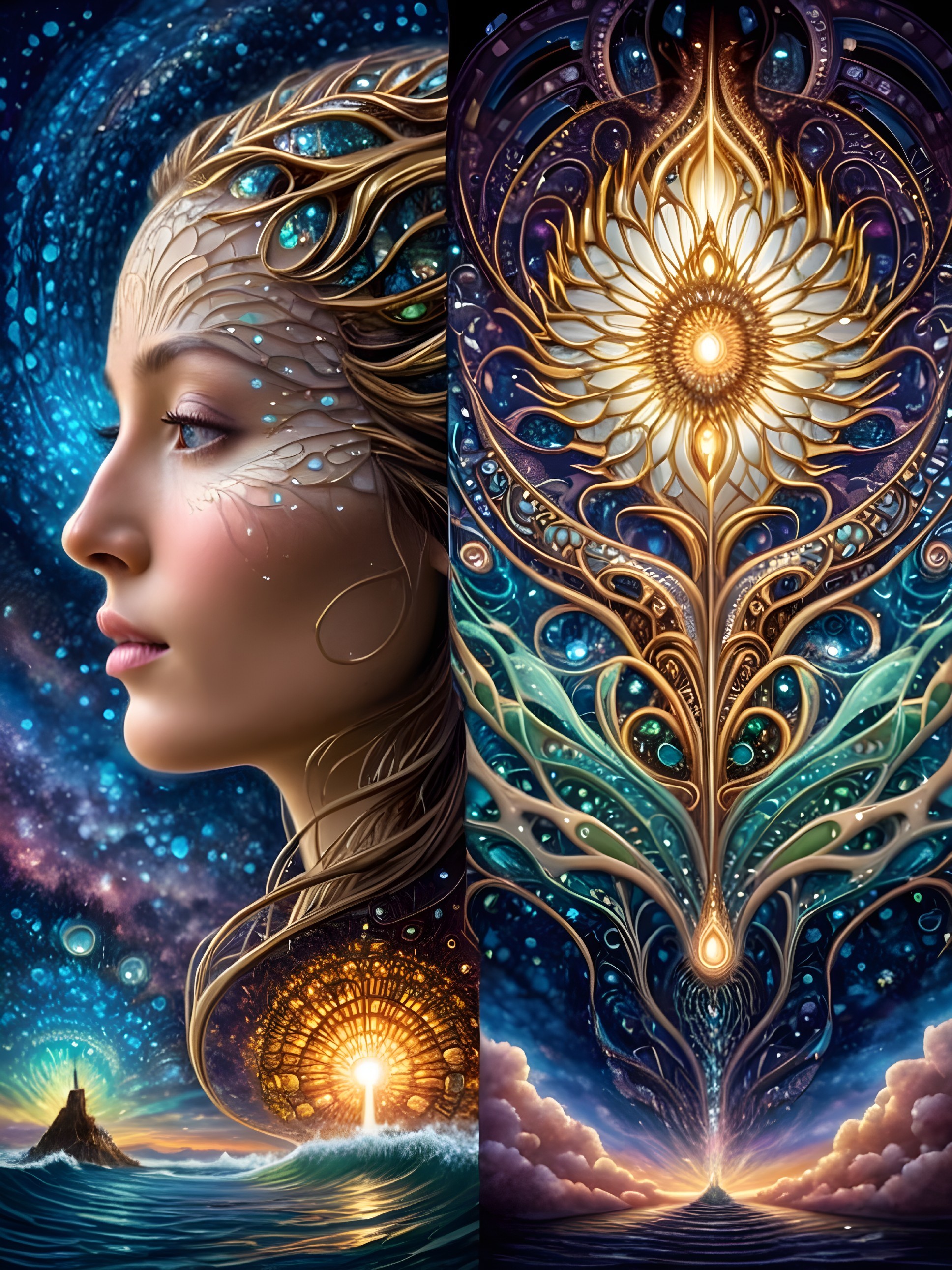 Surreal Nature and Cosmic Elements Blend in Art