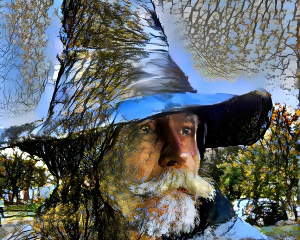 Close-Up of a Man in a Pointed Hat Surrounded by Nature