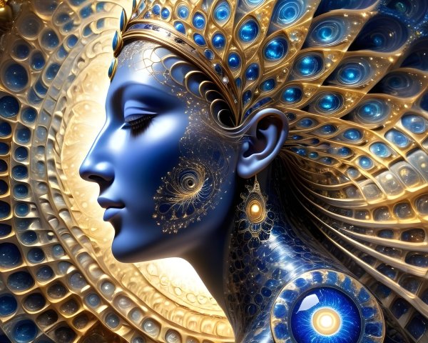 Surreal Profile of a Woman with Vibrant Patterns