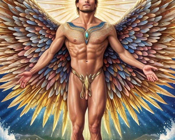 Majestic Angelic Figure in Serene Water Landscape