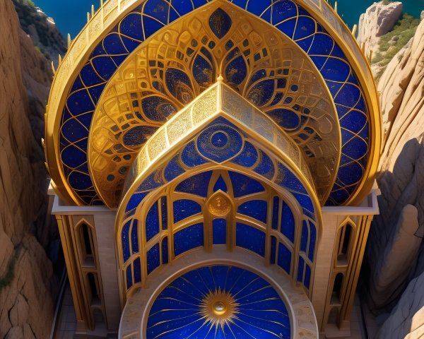 Ornate Dome Structure Above Serene Water Body