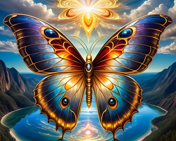 Colorful Butterfly in Enchanting Landscape Setting