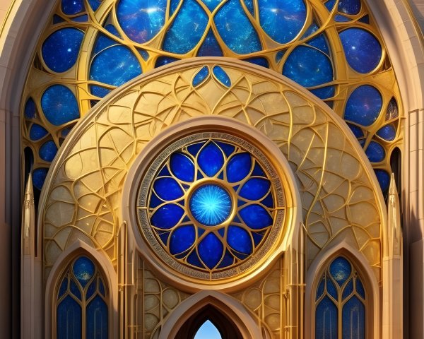 Grand Architectural Entrance with Golden Patterns