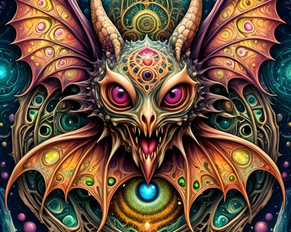 Vibrant Dragon-like Creature in Cosmic Setting