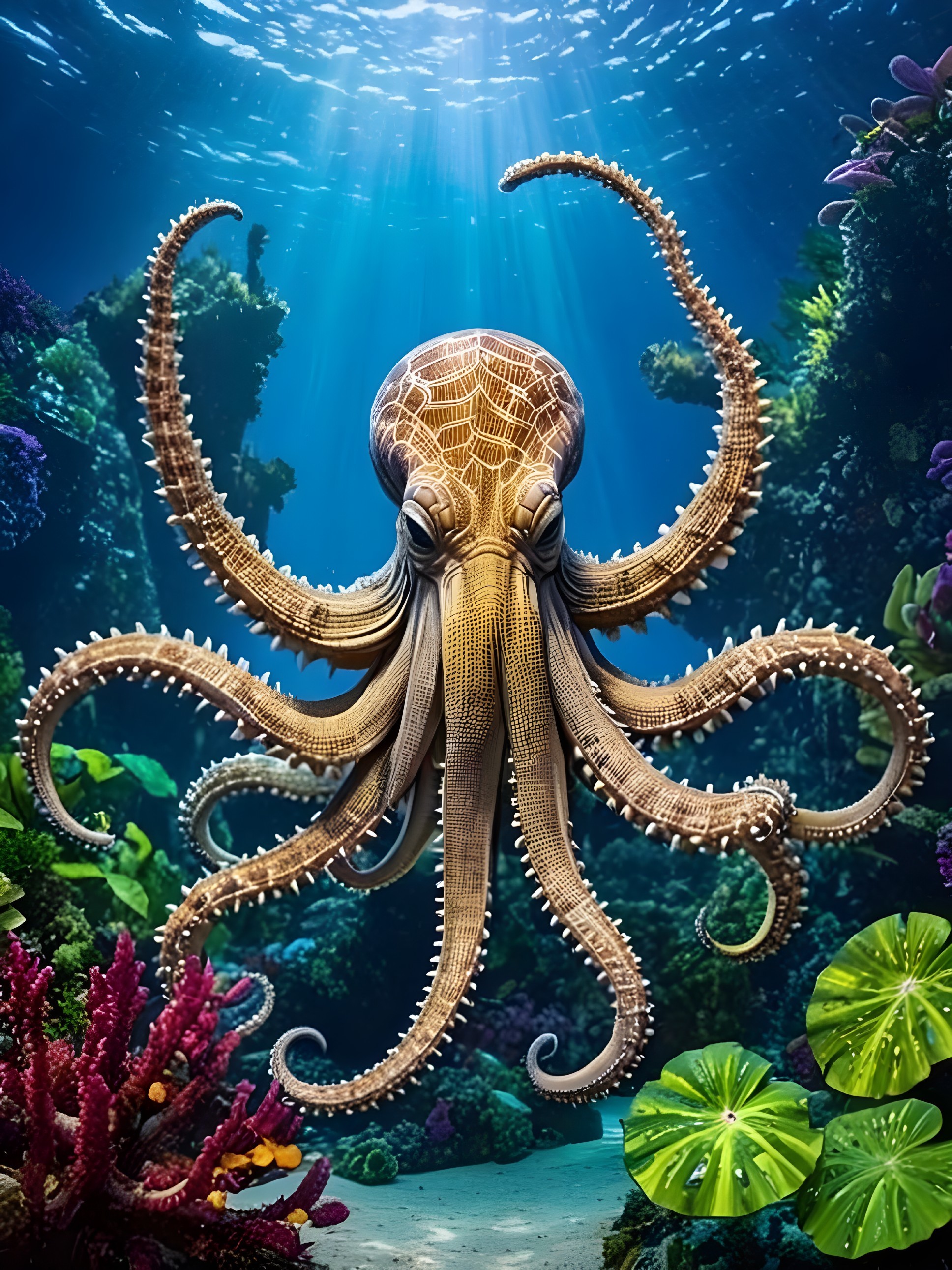 Majestic Octopus in Vibrant Underwater Ecosystem