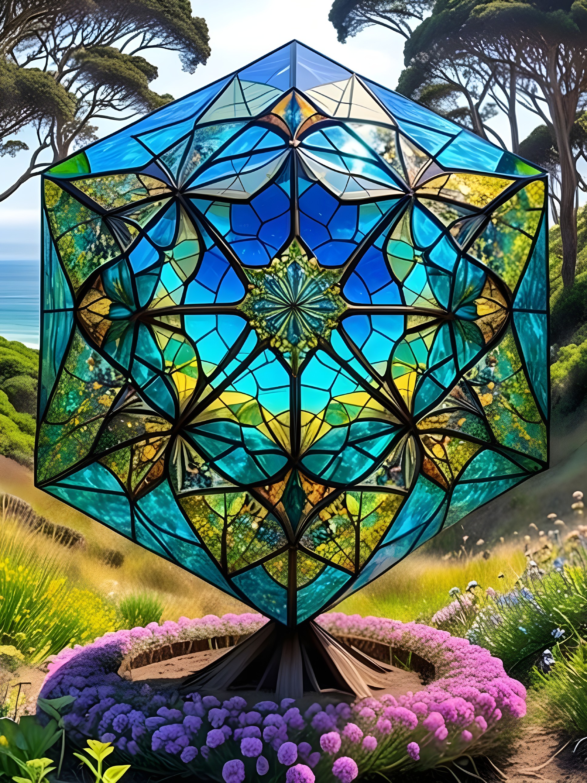 Multifaceted Glass Structure in Vibrant Colors