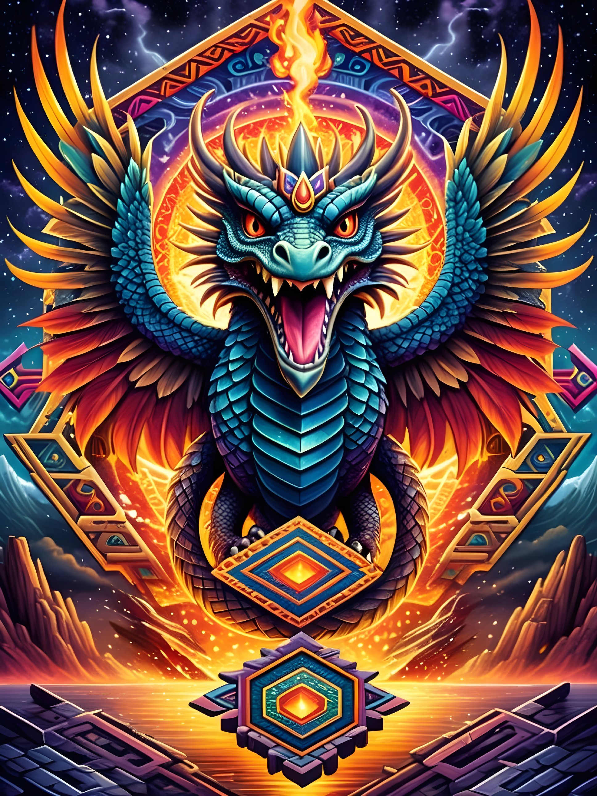 Vibrant Dragon with Blue Scales in Cosmic Setting