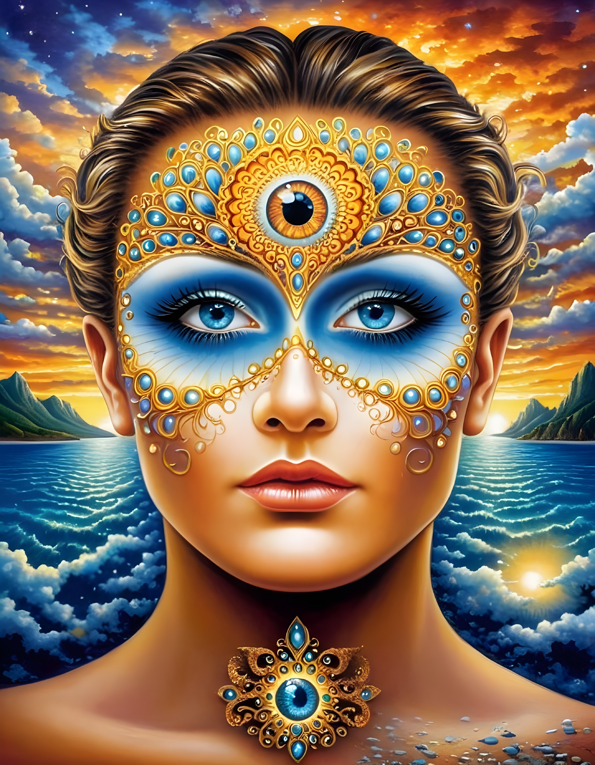 Portrait of a Woman with Intricate Face Patterns