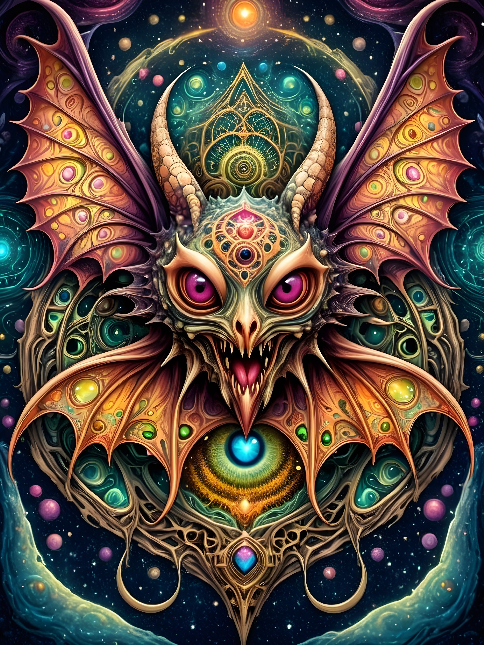Vibrant Dragon-like Creature in Cosmic Setting