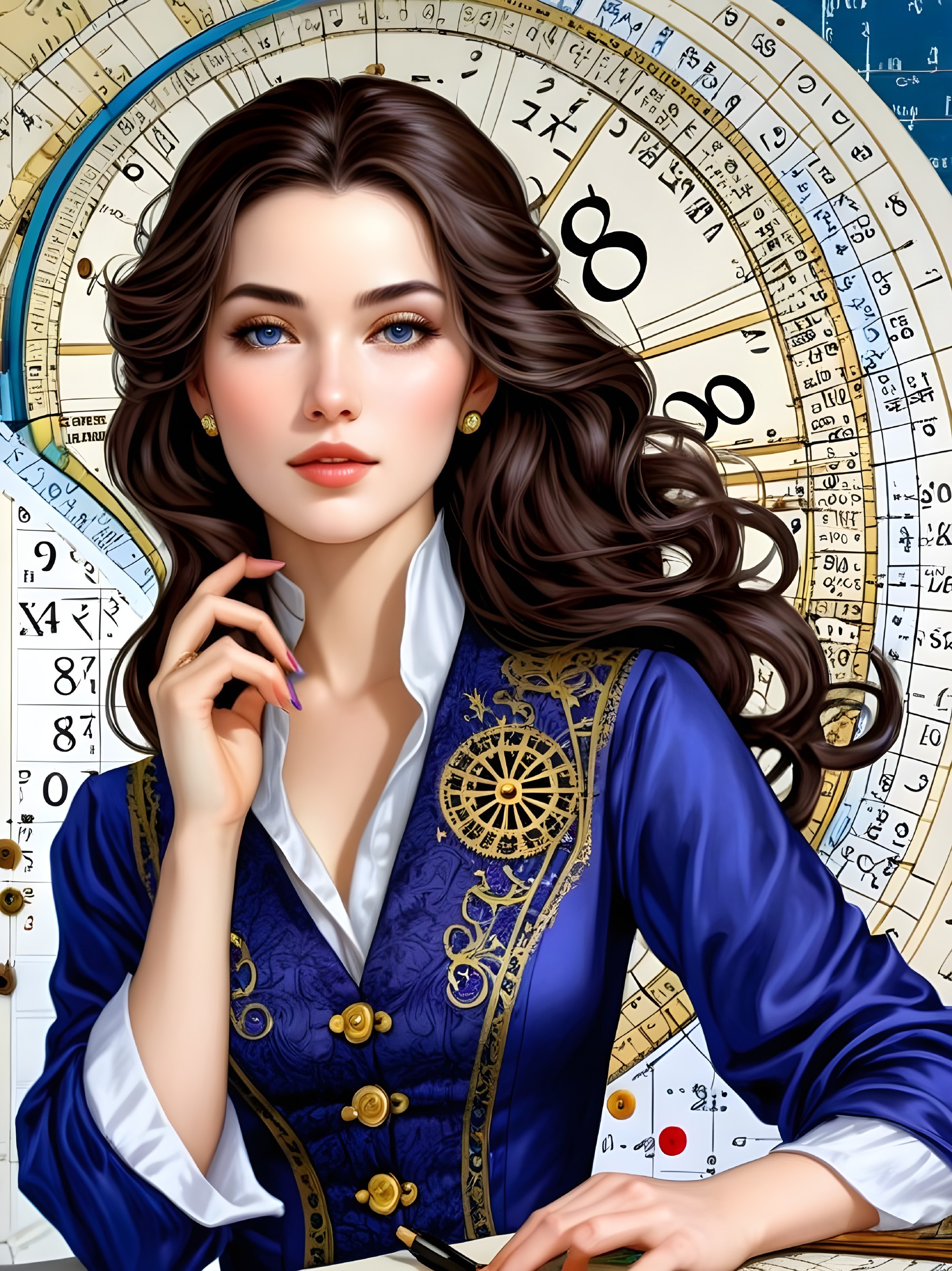 Digital Painting of Woman in Royal Blue Jacket