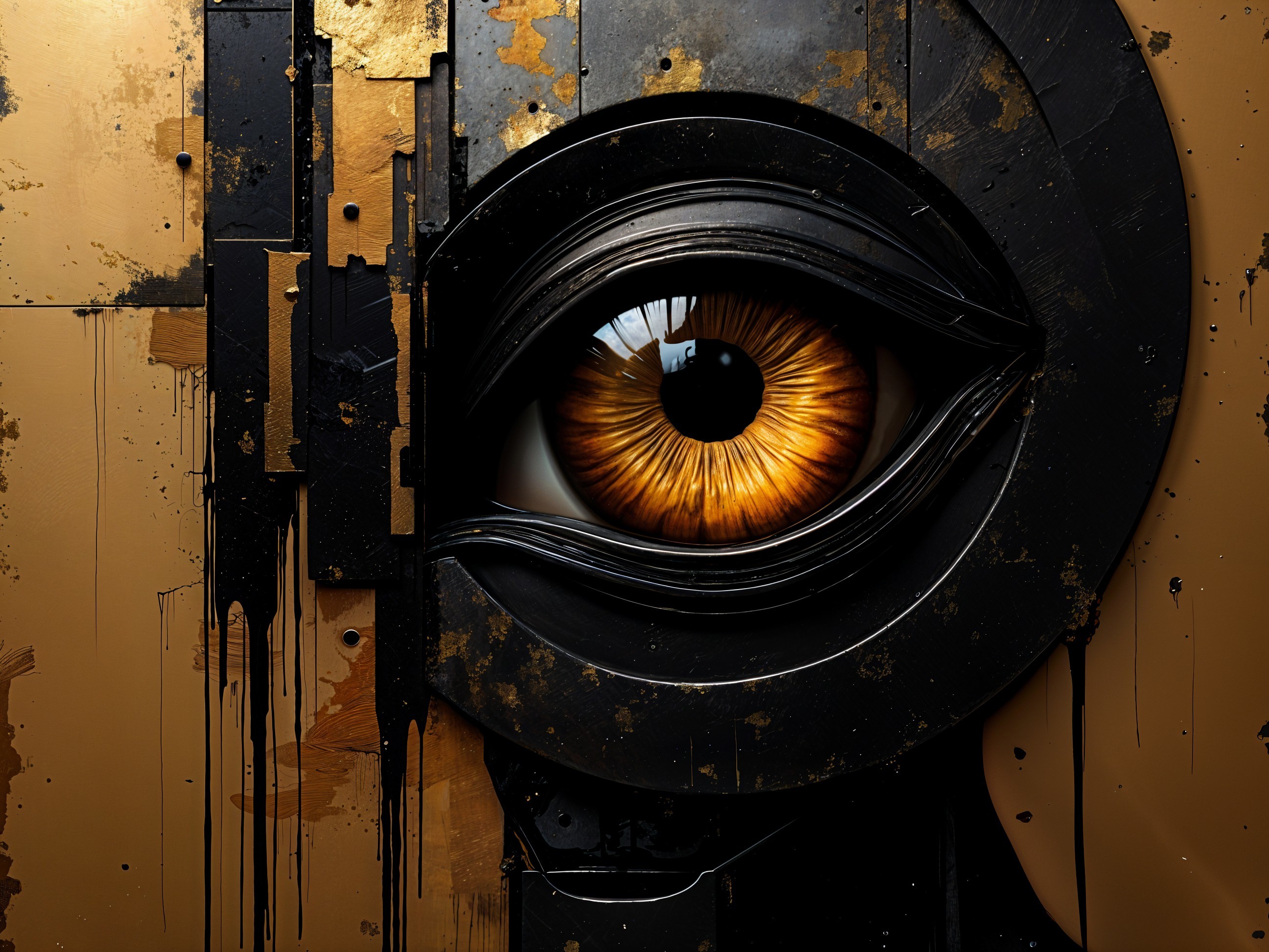 Close-Up of Stylized Eye with Metallic Background
