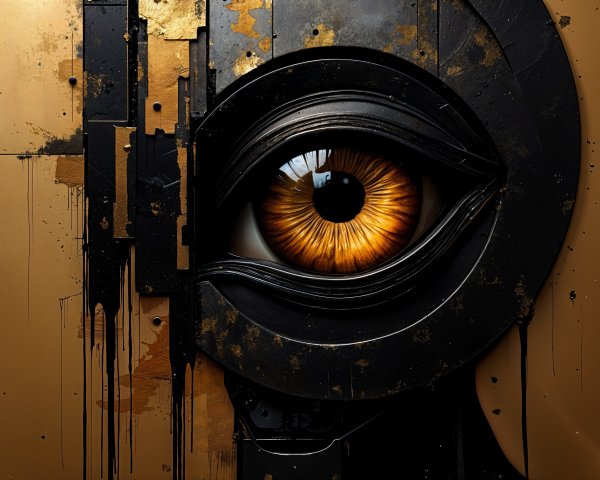 Close-Up of Stylized Eye with Metallic Background