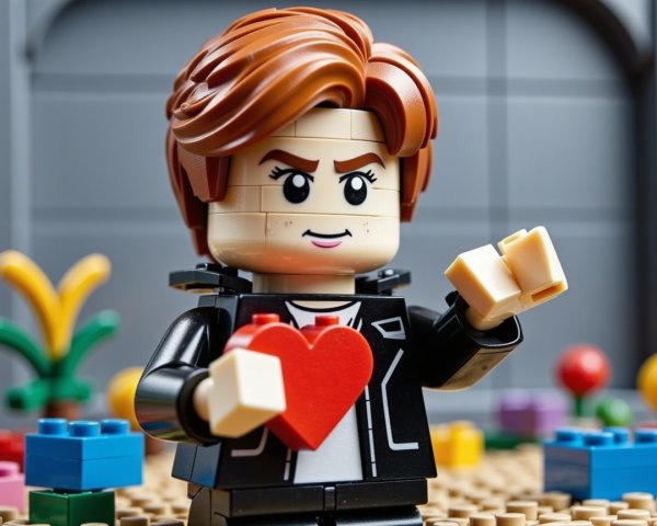 Lego Minifigure in Playground with Heart and Blocks