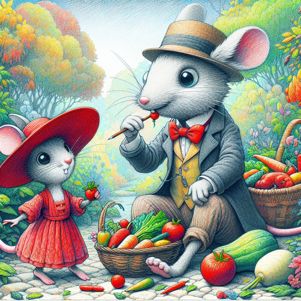 Charming Mice in a Garden with Colorful Vegetables