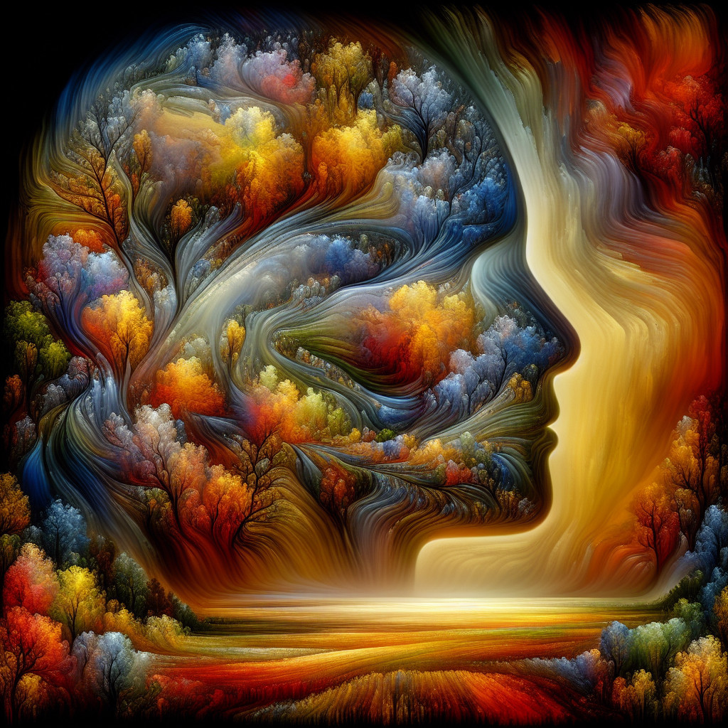 Vibrant Silhouette Artwork with Autumn Landscape Elements