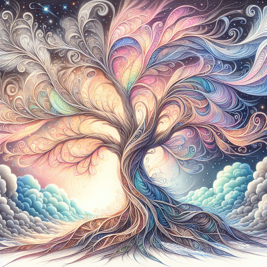 Enchanting Tree with Vibrant Colors and Whimsical Roots