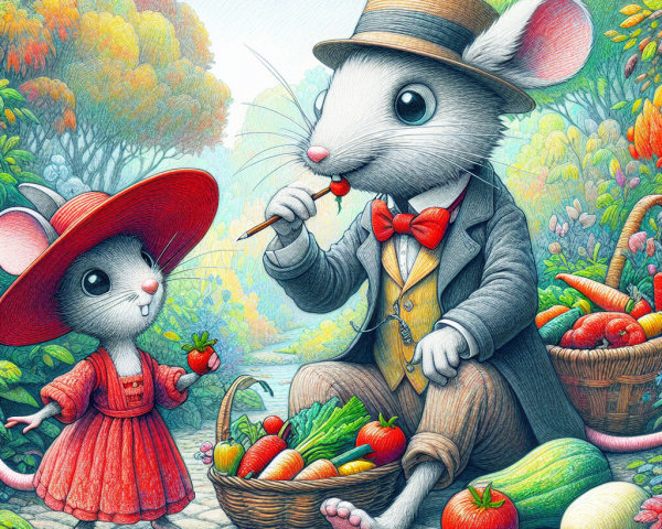 Charming Mice in a Garden with Colorful Vegetables
