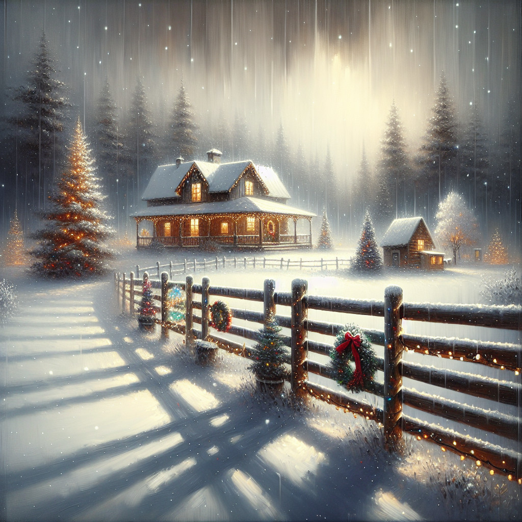 Cozy Cottage in Serene Winter Landscape with Decorations