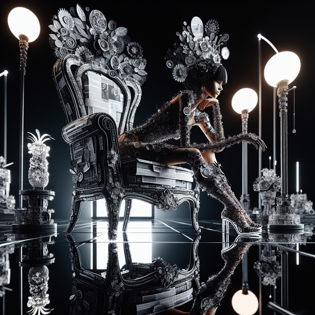 Surreal Futuristic Figure in Ornate Setting