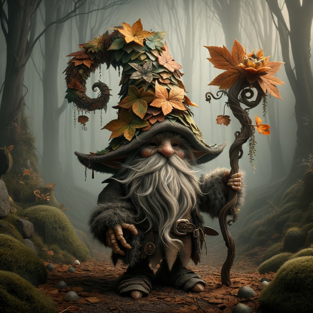 Whimsical Gnome in a Mystical Forest Setting