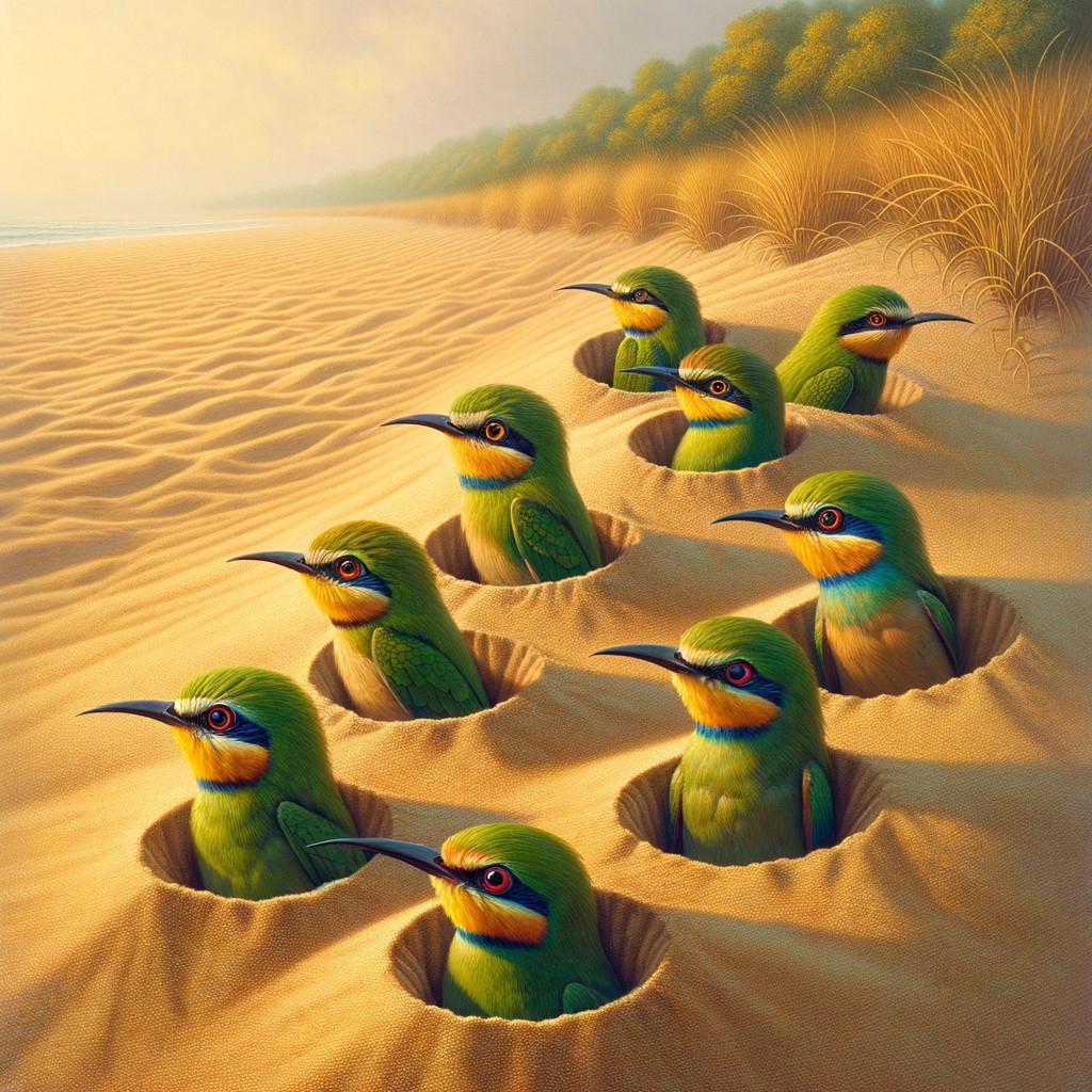 Vibrant Birds in a Serene Coastal Scene