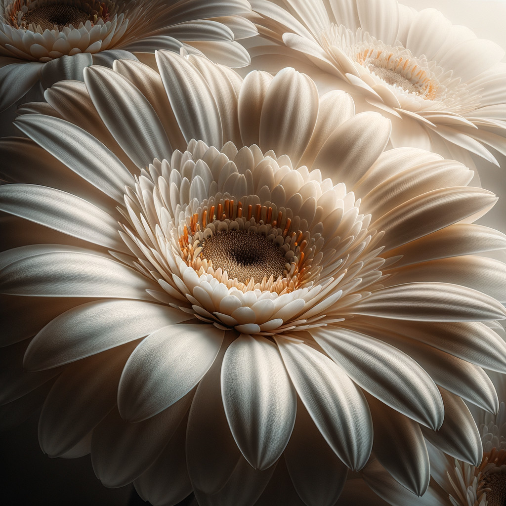 Close-up of intricate cream-colored layered flowers
