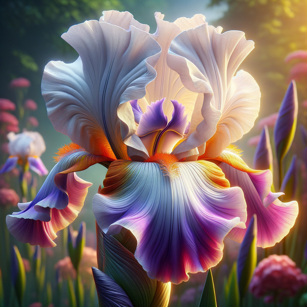 Close-Up of Vibrant Iris Flower with Dreamy Backdrop