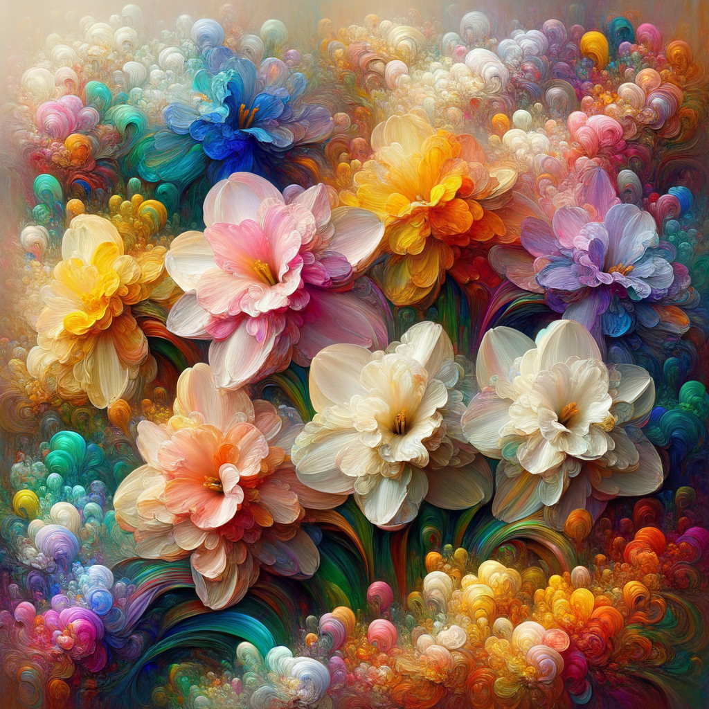 Vibrant Abstract Expressionist Floral Digital Painting