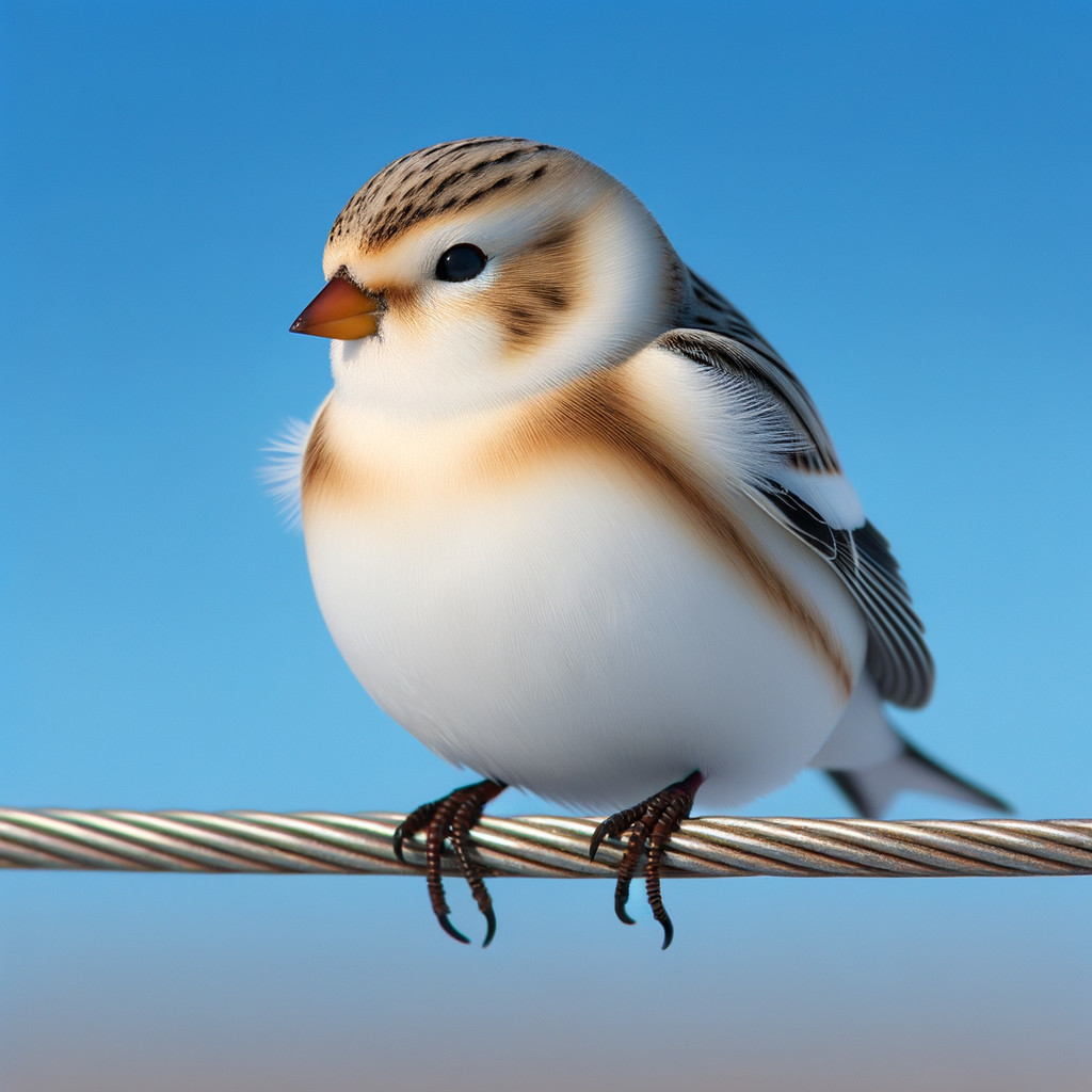 Close-Up of a Snow Bunting Bird on Metal Wire