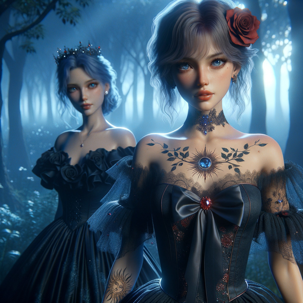 Enigmatic Figures in an Ethereal Forest Setting