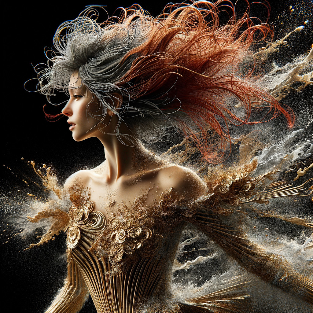 Digital Illustration of Woman with Two-Tone Hair