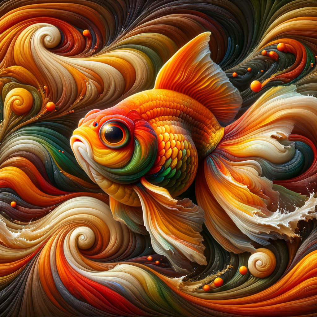 Vibrant Goldfish in Colorful Underwater Waves