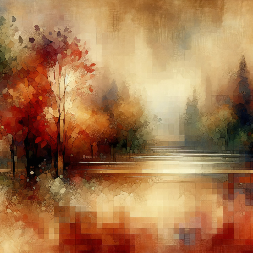 Tranquil Autumn Scene with Vibrant Foliage and Mist