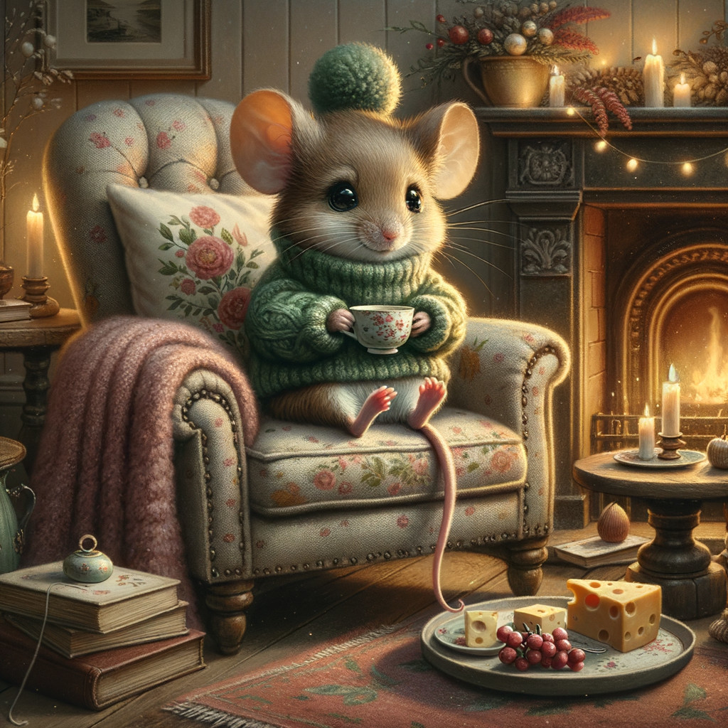Charming Mouse in Cozy Living Room Setting