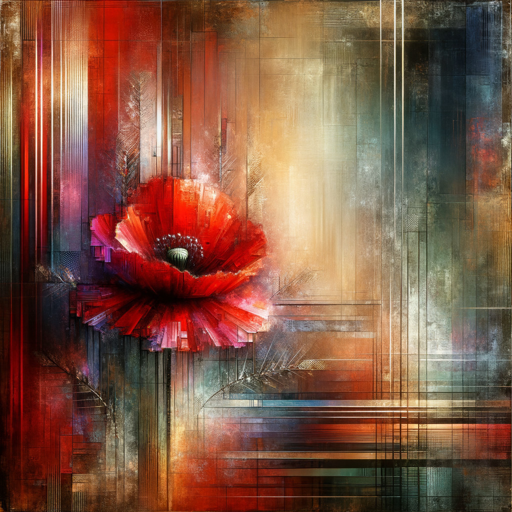 Vibrant Digital Artwork of a Stylized Red Poppy