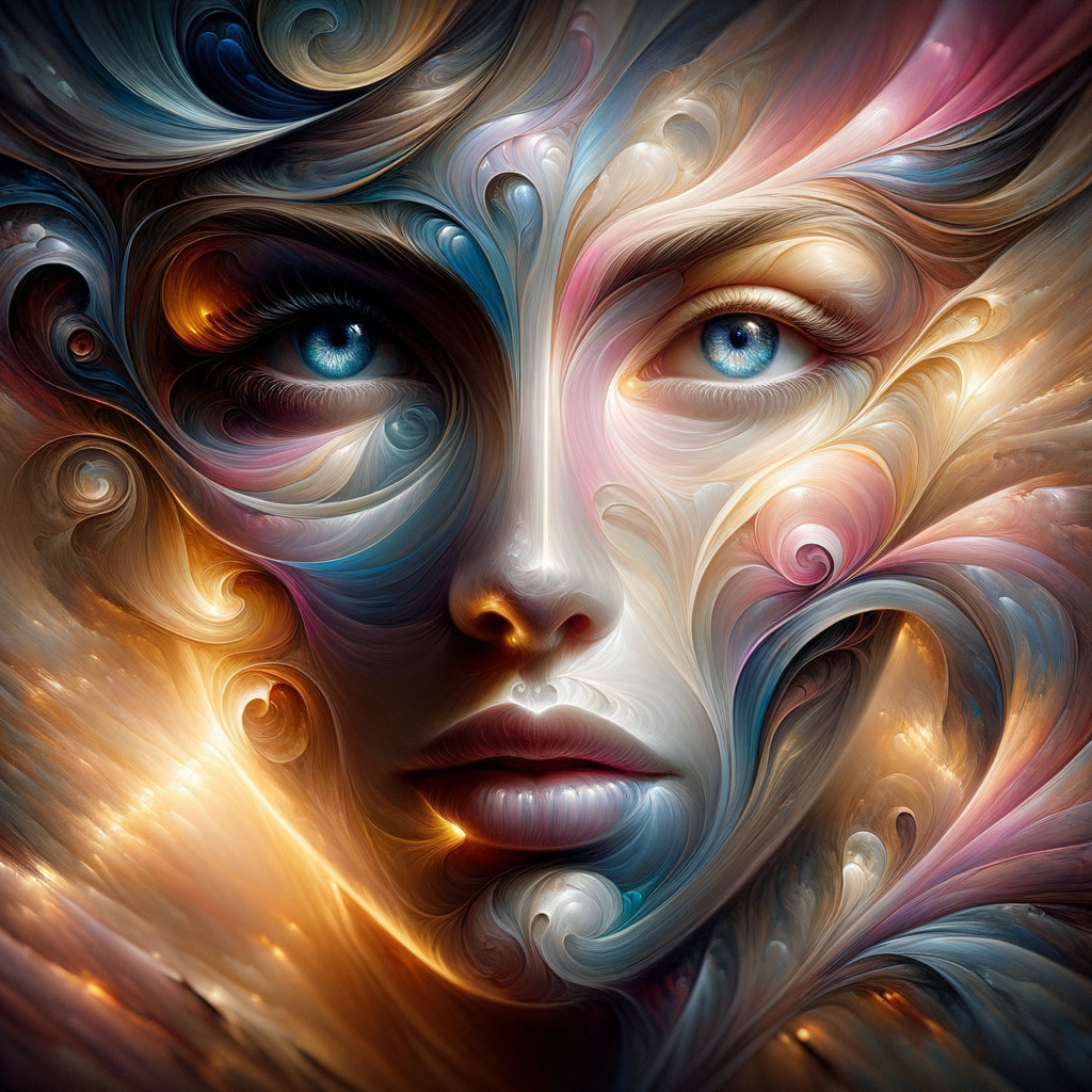Ethereal Face with Vibrant Colors and Patterns
