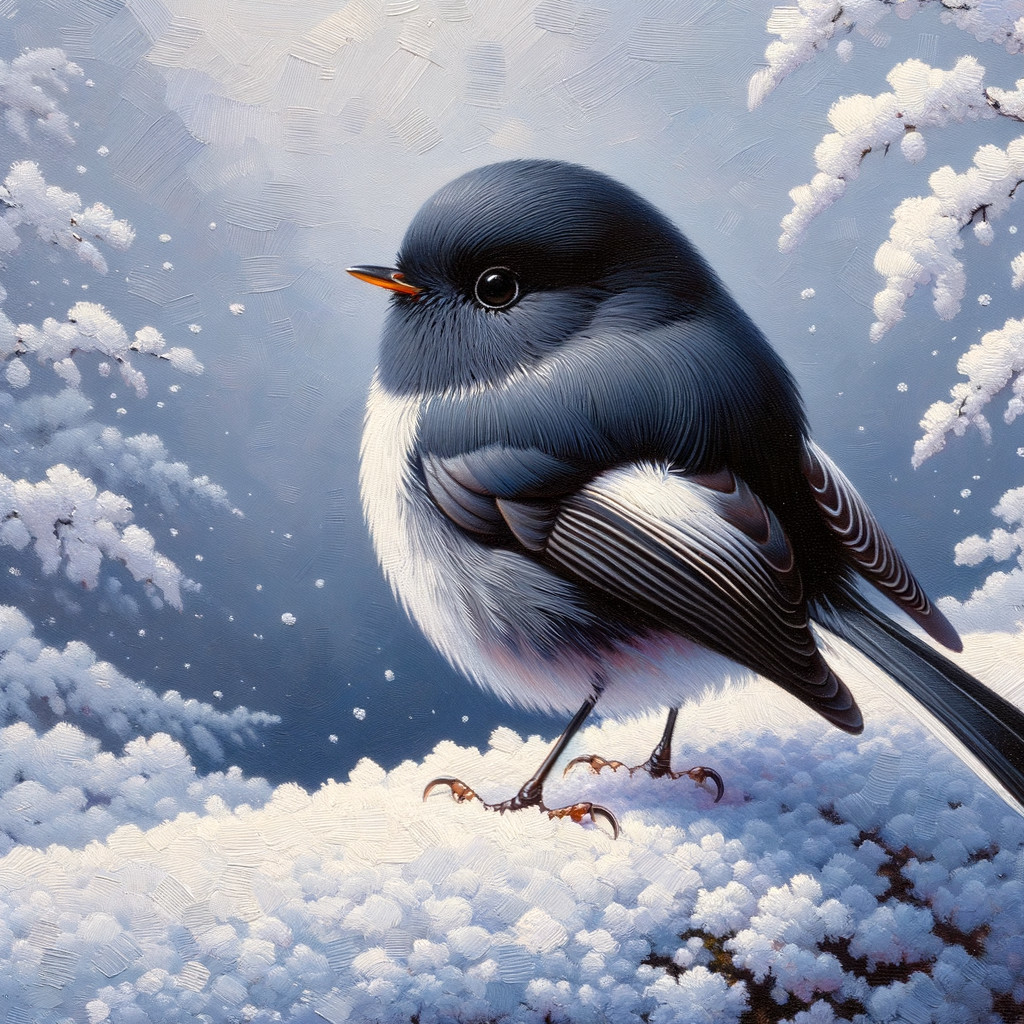 Vibrant Blue-Gray Bird on Snow-Covered Branch