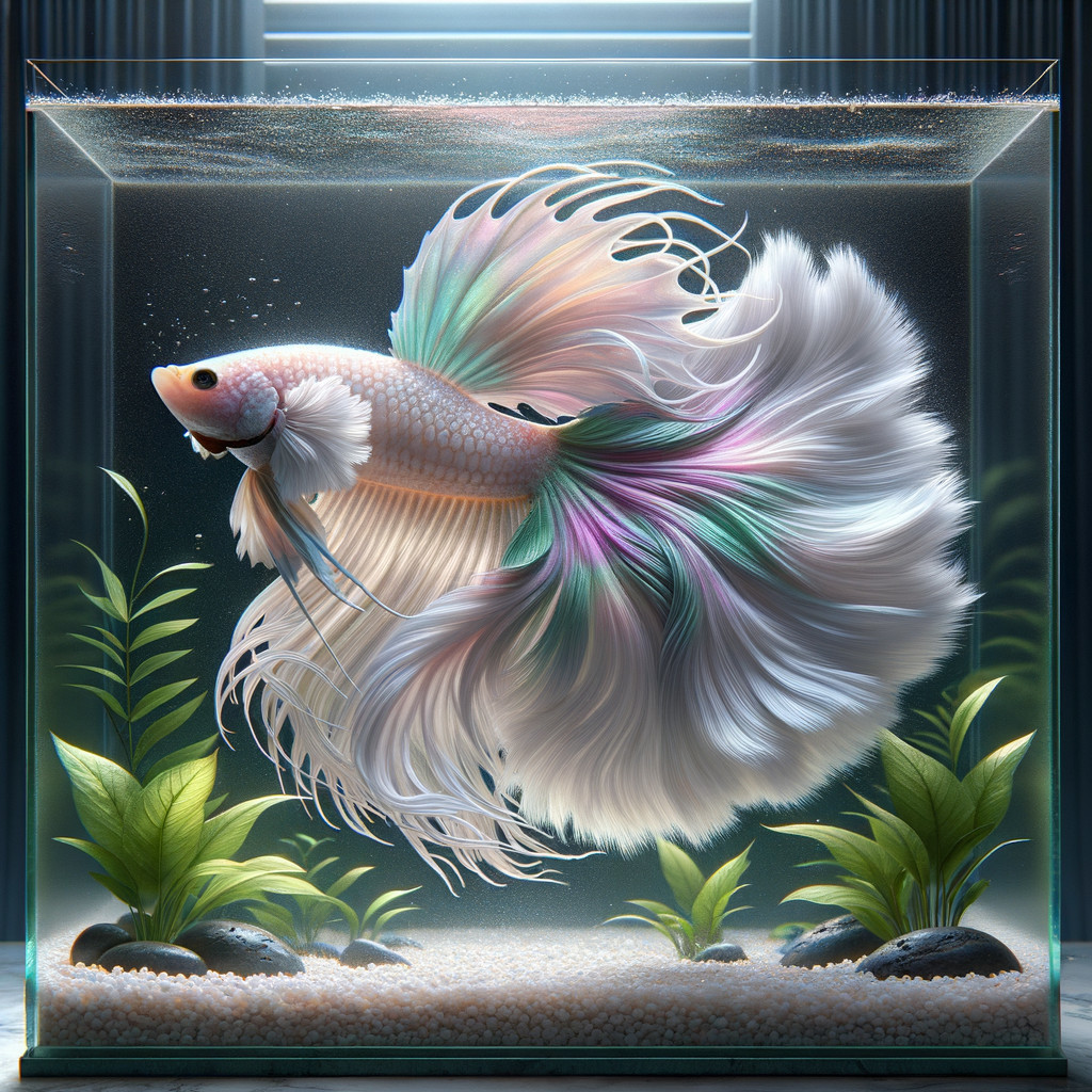 Iridescent Betta Fish in a Clear Aquarium Setting