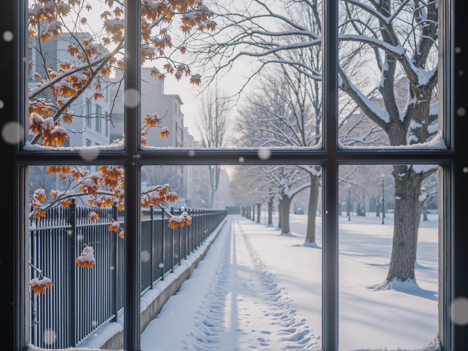 Serene Winter Landscape with Snow and Sunlight
