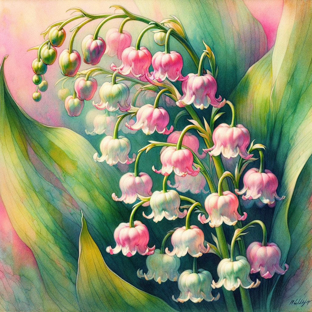 Blooming Lily of the Valley Flowers in Pastel Colors