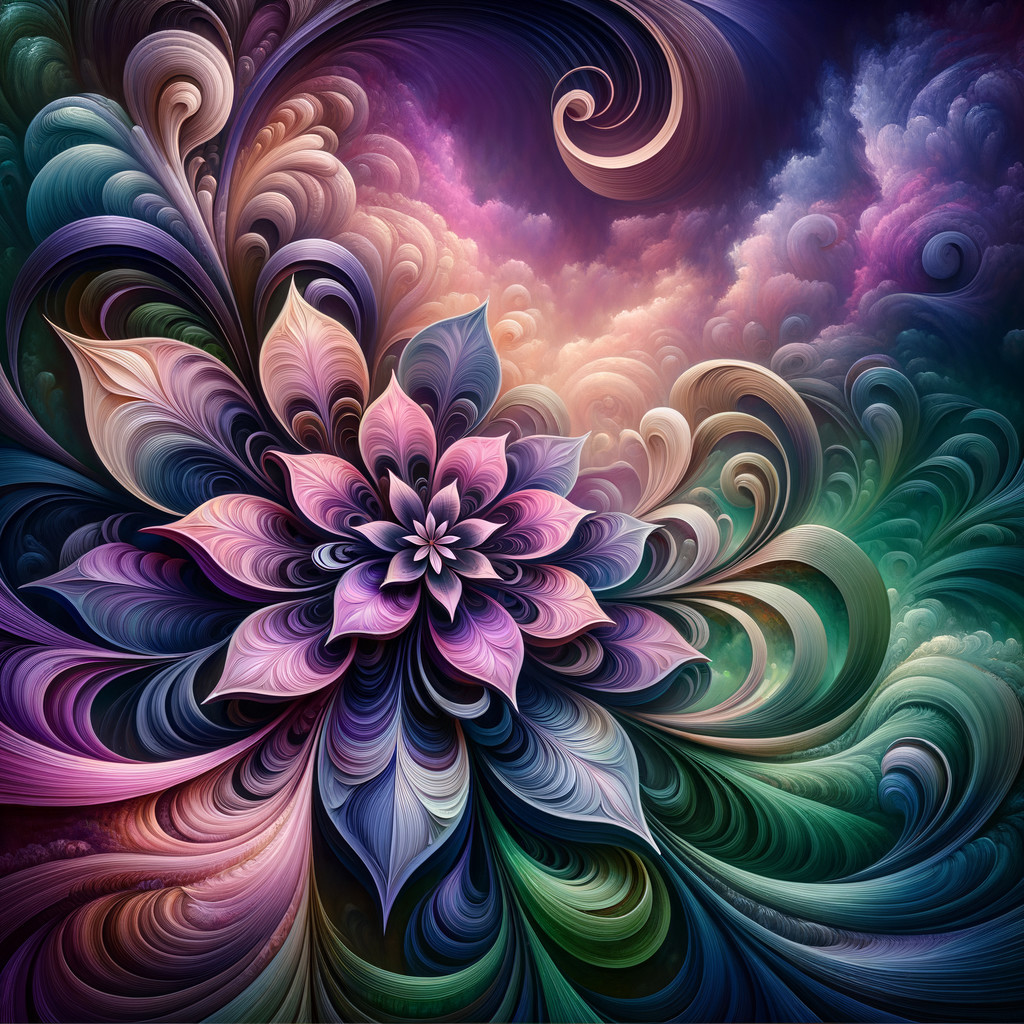 Vibrant Abstract Floral Design with Swirling Patterns